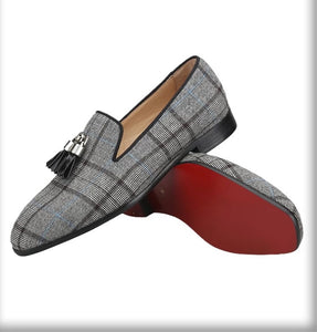 Men Grey Fabric Loafers