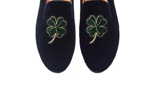 Men’s Lucky clover embroidered velvet Loafers
