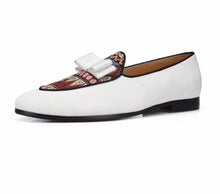 Men White Bow Tie Loafers
