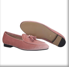 Men’s Tassel Pink Velvet Loafers