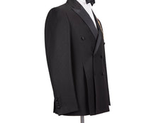 Men’s 2 Piece Slim Fit black double breasted Suit