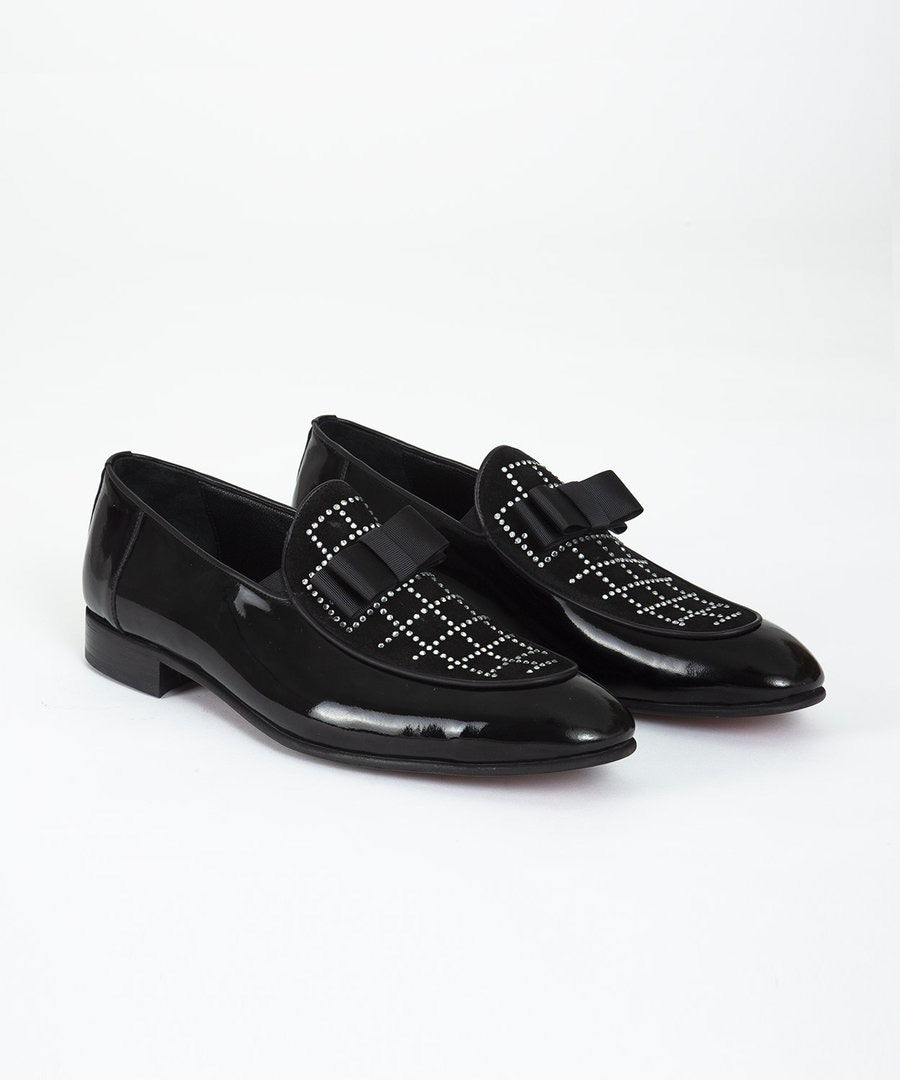 Men’s Bowtie Crystal Leather Loafers