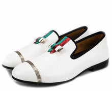 Men White Buckle Loafers