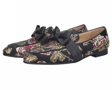 Men’s Floral Silk Butterfly-Knot Loafers