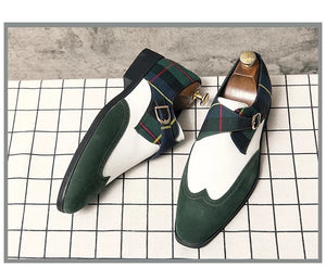 Men Leather Dark Green Loafers