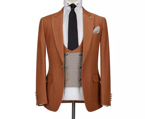 Men’s 3 Piece Slim Fit Brown Suit