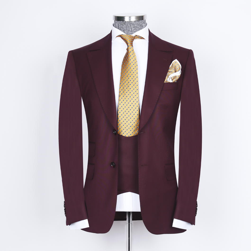 Men’s Classic 3Pc Bordeaux Suit