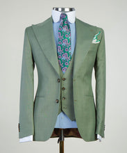 Men’s Casual Plaid Green Suit