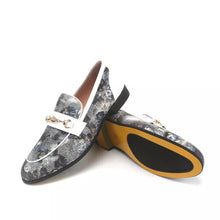 Men's White floral Leather loafers