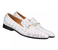 Men’s metal chain White Loafers