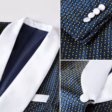 Men’s Print 3Pc Navy Blue Tuxedo
