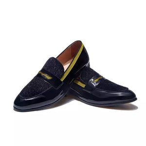 Men’s Black Yellow Leather Loafers