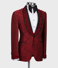 Men’s Red Stone Embroidered Tuxedo