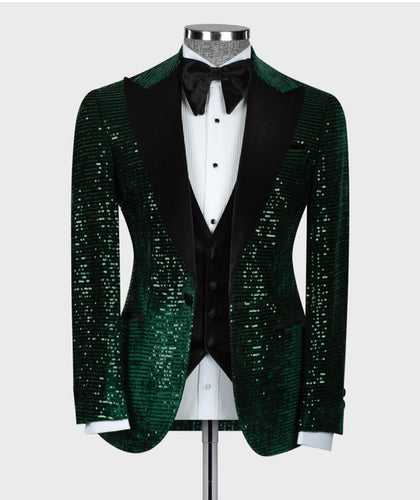 Men's Green-Black PATTERNED TUXEDO