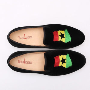 Men’s Ghana Map Velvet Loafers