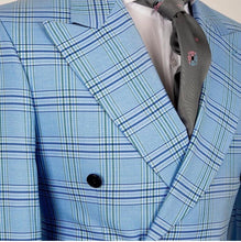Men’s Plaid double-breasted Light blue 2pc Suit