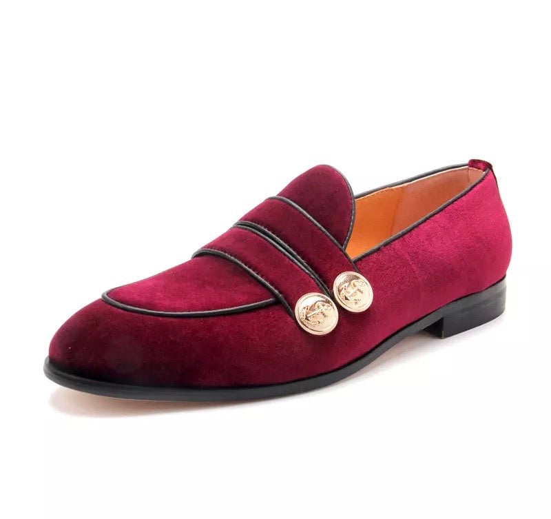 Men’s Red Strap Buckle Loafers