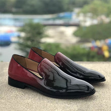 Men Black Red Leather Loafers
