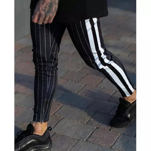 Men Black England Style Striped Pants