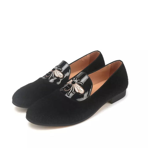 Men's Black Velvet Leather loafers