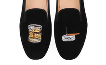 Men cigarette ashtray embroidery Loafers