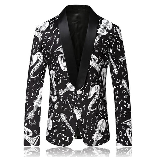 Mens White/Black Music Blazer