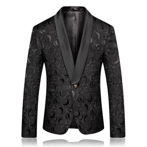 Mens Black Floral Blazer