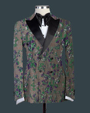 Men’s Green Violet Double Breasted 2Pc Tuxedo