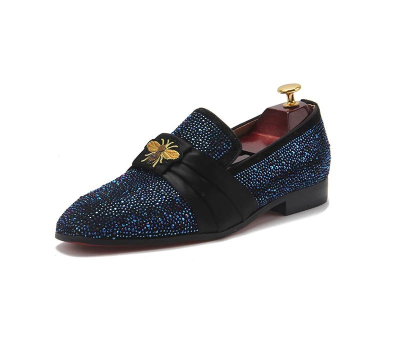 Men’s Leather Blue Shiny Loafers
