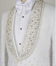 Men's White Stone Embroidered Tuxedo