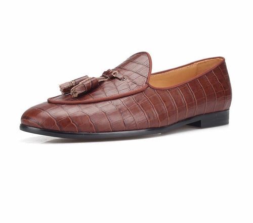 Men’s Brown Crocodile Loafers