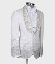 Men's White Stone Embroidered Tuxedo