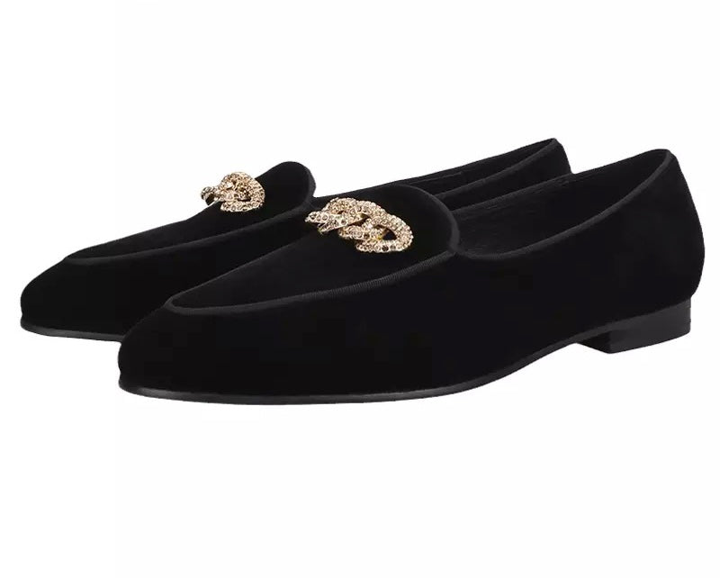 Men's black Luxury Velvet Loafers