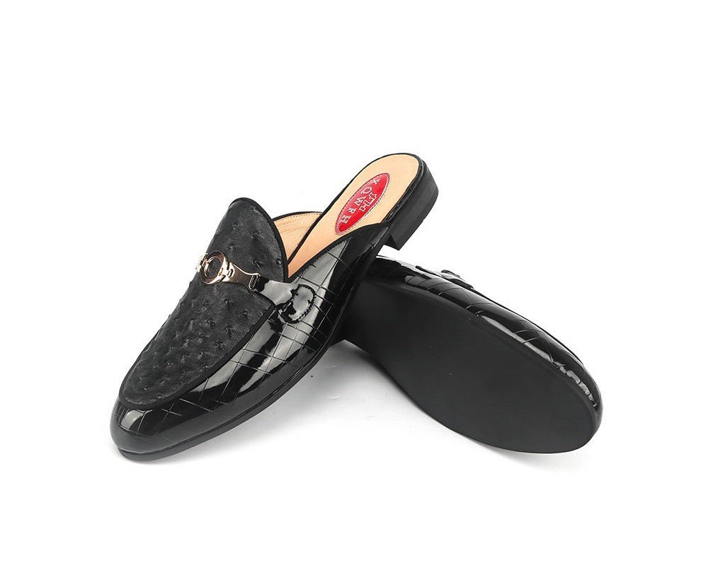 Men’s Buckle Leather Slippers