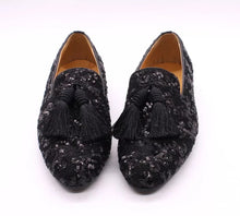 Men’s glitter Black tassel loafers