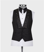 Men's Gold Embroidered Black Tuxedo