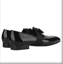 Men's black Leather Buckle Bow Loafers