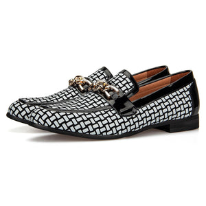 Men’s Leather White Black Loafers