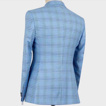 Men’s Plaid double-breasted Light blue 2pc Suit
