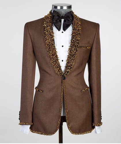 Men’s Brown Gold crystals Tuxedo