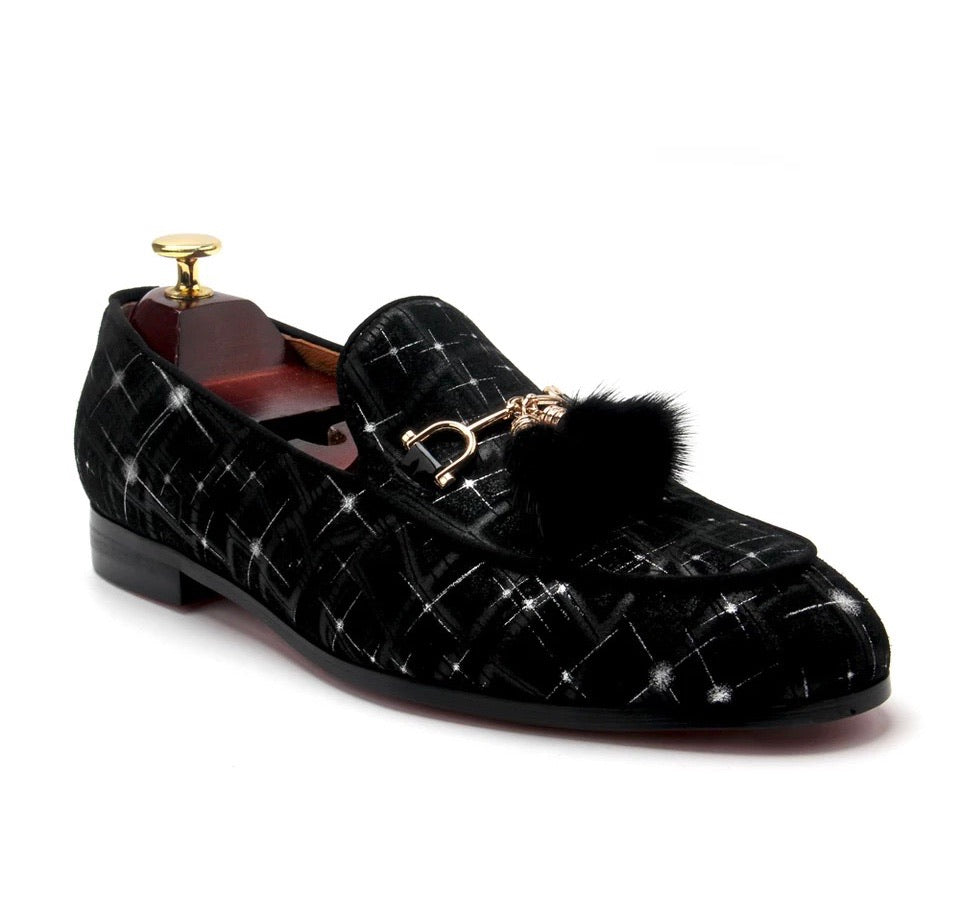 Men’s Italian Dress black velvet loafers