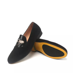 Men's Black Velvet Leather loafers