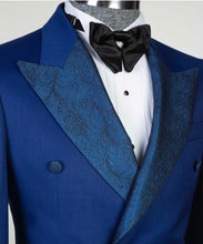 Men’s Navy Blue Floral 3pc Tuxedo