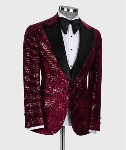 Men's Burgundy-Black PATTERNED TUXEDO