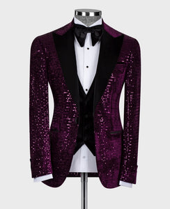 Men's Purple-Black PATTERNED TUXEDO