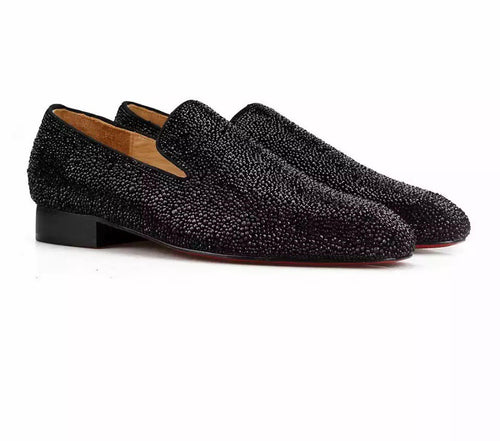 Men's Black Crystals Loafers