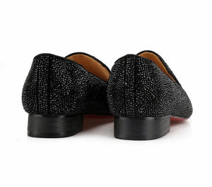 Men's Black Crystals Loafers